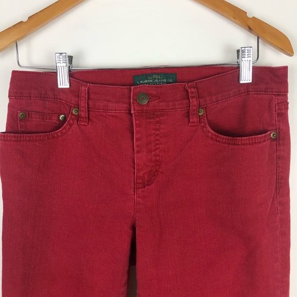 Lauren Jeans Co. RALPH LAUREN Red Jeans Women’s Sz 6 Modern Straight - Picture 2 of 9